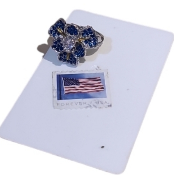 🧧NWT Beautiful BLISS Micro Pave Tow-Toned Iris w/ Blue & White Topaz - Picture 3 of 7